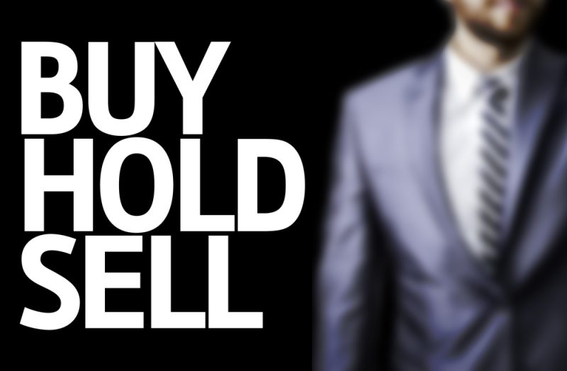 Buy Hold Sell written on a board.